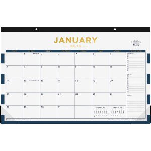 Blue Sky Day Designer Navy Stripes Desk Pad Julian Monthly 1