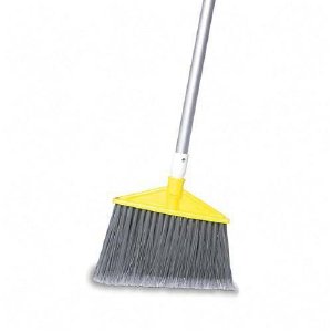 FG637500GRAY Polyethylene Bristles 46-7/8-Inch Metal Handle Yellow/Gray Rubbermaid Commercial Angled Large Broom 