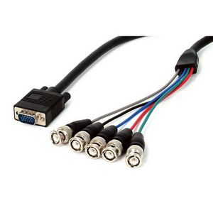 Startech VGABNC5 Cables 6 Ft Coax Hd15 Vga To 5 Bnc Monitor Cable - Male/male 065030773454