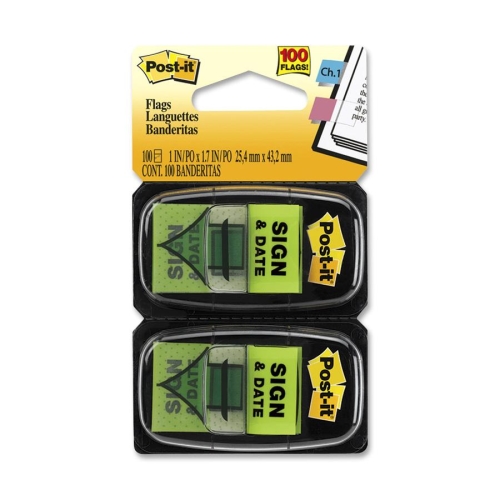 3m 680-SD2 Post-It Post-it Message Flags "sign And Date", Bright Green, 1 In. Wide 680sd2 MMM680SD2 021200714740