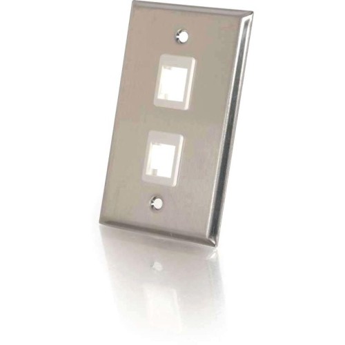 C2g 37094 Faceplates & Mounting Boxes C2g 2-port Single Gang Multimedia Keystone Wall Plate - Stainless Steel - 2 X Socket(s) - 1-gang (37 757120370949