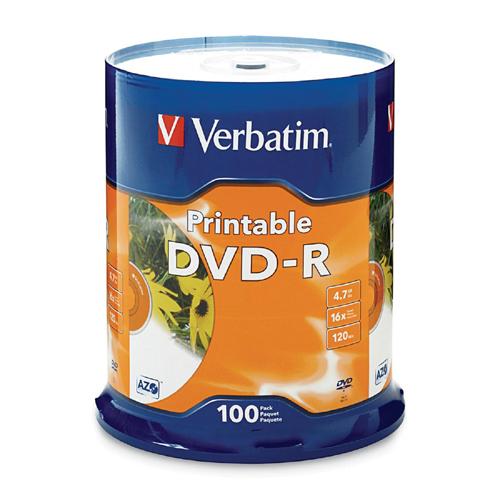 Verbatim 95153 DVD/CD Media White Inkjet Printable Dvd-r Spindle 239429515370