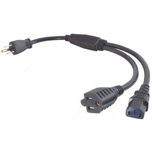 C2g 29810 Power Cords C2g 1.5ft 16 Awg 1-to-2 Power Cord Splitter (nema 5-15p To 1 Nema 5-15 +1 Iec320c13) - 1.5ft (29810) 696552323515