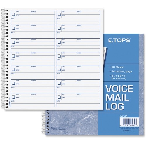Tops 44165 Forms & Record Keeping Voice Message Log Book TOP44165 025932441653