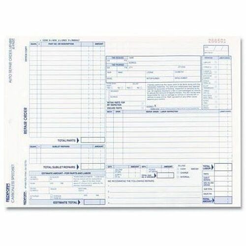 Rediform 4P489 Forms & Record Keeping 4p489 Polypack Auto Repair Order Form RED4P489 077925414892