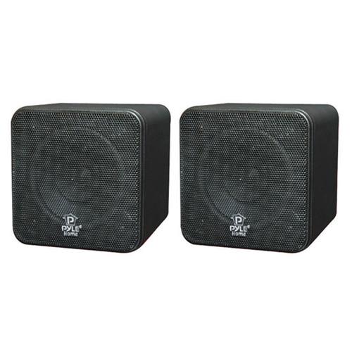 Pyle PCB4BK Speakers Pyle Pcb4bk 200-watt-max Wall Mountable Mini-cube Bookshelf Speaker Set With 4-in. Woofers And Video 021113073699