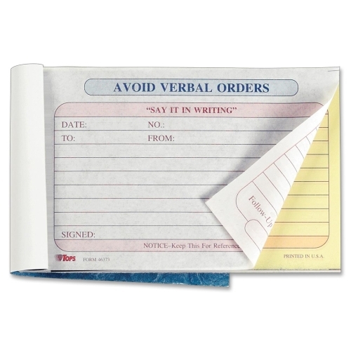 Tops 46373 Forms & Record Keeping Avoid Verbal Orders Book TOP46373 025832467302
