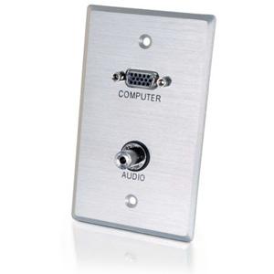 C2g 40505 Faceplates & Mounting Boxes C2g Vga And 3.5mm Audio Pass Through Single Gang Wall Plate - Brushed Aluminum - 1-gang - Hd-15 Vga, 717068129566