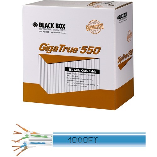 Black Box EYN870A-PB-1000 Cables Black Box Gigatrue 550 Cat.6 Bulk Cable - Bare Wire - Bare Wire - 1000ft - Blue (eyn870a-pb-1000) Eyn870apb1000 695975482809