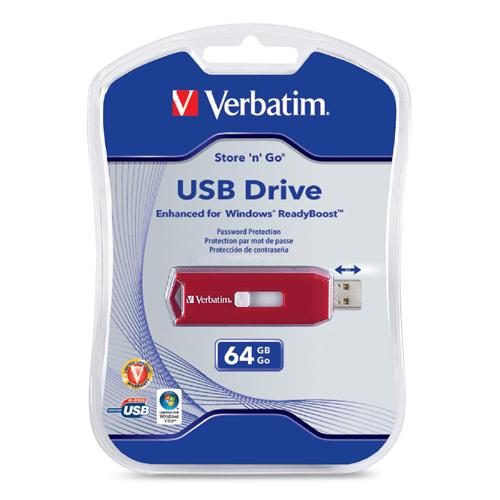 Verbatim 97005 Flash Drives 64gb Store 'n' Go Usb Flash Drive - Red 023492970057