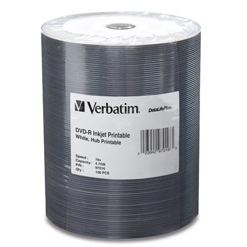 Verbatim 97016 DVD/CD Media 16x Datalifeplus Inkjt Hub Printable Dvd-rs 023942970163