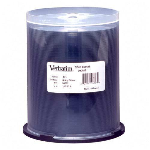 Verbatim 94797 DVD/CD Media Verbatim Cd-r 700mb 52x Datalifeplus Shiny Silver Silk Screen Printable - 100pk Spindle - Printable  023942947974
