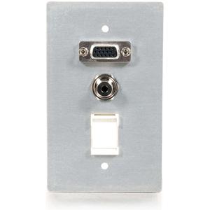 C2g 40572 Faceplates & Mounting Boxes C2g Vga + 3.5mm Audio Pass Through Single Gang Wall Plate W/1 Keystone-brushed Aluminum - 1-gang - 1 757120405726