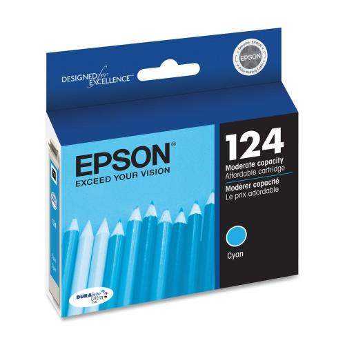 Epson T124220 Toners & Ink Cartridges Epson Durabrite 124 Original Ink Cartridge - Inkjet - 220 Pages - Cyan - 1 Each (t124220) 010343876491