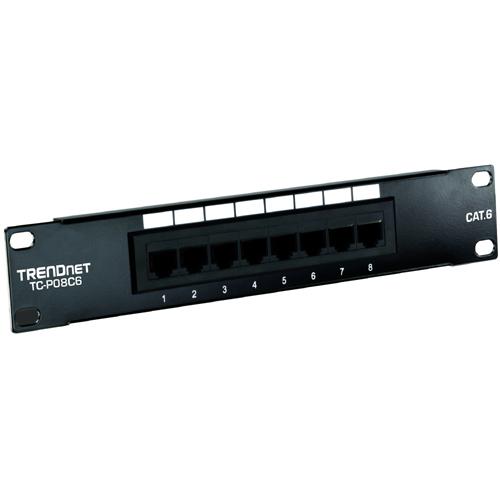 Trendnet TC-P08C6 Patch Panels Trendnet 8-port Cat6 Unshielded Patch Panel, Tc-p08c6, Rackmount, 10 Inch Wide, 8 X Gigabit Rj-45 Et Tcp08c6 710931401349