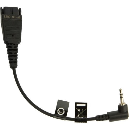 Jabra 8800-00-46 Cables Jabra Stereo Audio Cable - Audio Cable - First End: Quick Disconnect - Second End: Sub-mini Phone -  88000046 088698566282