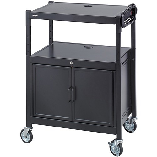 Safco 8943BL Stands & Cabinets Safco Steel Adjustable Av Carts - Up To 20" Screen Support - 120 Lb Load Capacity - 3 X Shelf(ves) - SAF8943BL 689367060522