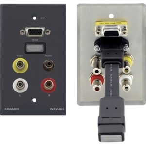 Kramer Electronics WAV-6H Faceplates & Mounting Boxes Kramer Wav-6h Audio/video Faceplate - 1-gang - 2 X Hdmi Port(s) - 2 X Mini-phone Port(s) - 4 X Rca P Wav6h 