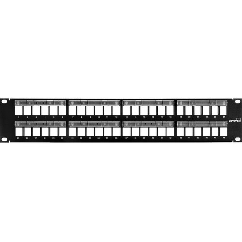 Leviton 49255-L48 Patch Panels Leviton Quickport Blank Patch Panel - 48 Port(s) - 48 X Rj-45 - 2u High - Black Powder Coat - 19" Wi 49255l48 078477474976