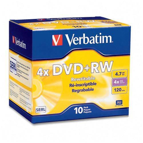 Verbatim 94839 DVD/CD Media Dvd+rw 4.7gb 4x With Branded Surface - 10pk Slim Case 012302523637