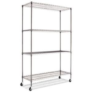 Alera SW604818BA Racks & Organizers Complete Wire Shelving Unit W/caster, Four-shelf, 48 X 18 X 72, Black Anthracite ALESW604818BA 818276039224
