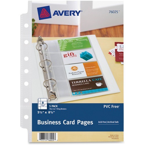 Avery Dennison 76025 Binder Accessories Business Card Pages AVE76025 067933760258
