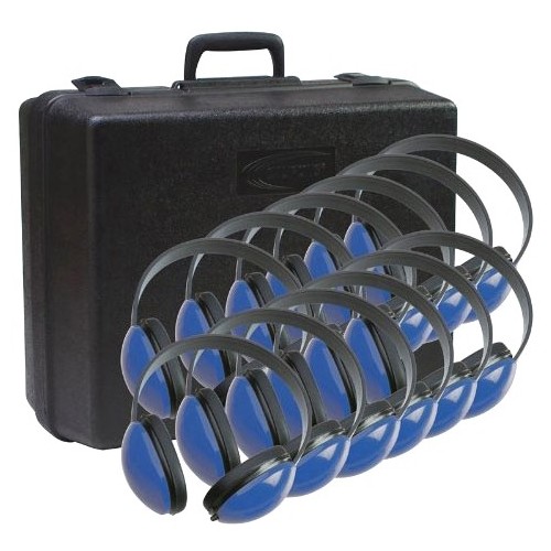 Califone 2800BL-12 Headphones/Earphones Califone Childrens Stereo Blue Headphone Lightweight, 12 Pack With Case - Stereo - Mini-phone (3.5mm 2800bl12 0610356830208