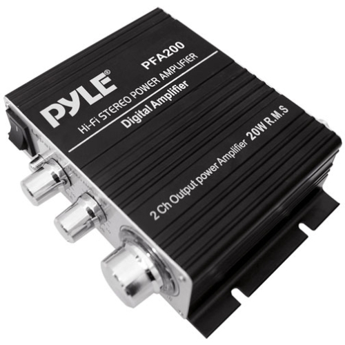 Pyle PFA200 Car Amplifiers Pyle Pfa200 60-watt 2.0-channel Class-t Mini Amplifier With Mic Input, Aux, And Ac Adapter, Pfa200 765042395124