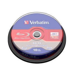 Verbatim 43694 DVD/CD Media Verbatim Bd-re 25gb 2x With Branded Surface - 10pk Spindle Box - 25gb - 10pk Spindle (43694) 002394236942