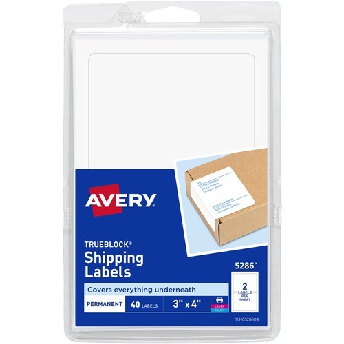 Avery Dennison 05286 Labels Averyandreg; Trueblock Shipping Label - Permanent Adhesive - 3" Width X 4" Length - Rectangle - Inkjet AVE05286 072782052867