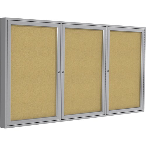 Ghent PA34896K Bulletin & Notice Boards 3 Door Enclosed Natural Cork Bulletin Board With Satin Frame GHEPA34896K 014935207090