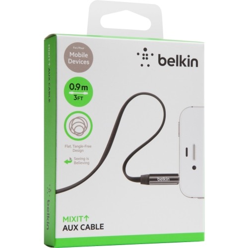 Belkin AV10127TT03-BLK Cables Belkin Mini-phone Audio Cable - 3 Ft Mini-phone Audio Cable For Audio Device, Ipod, Iphone, Speaker  Av10127tt03blk 722868889480