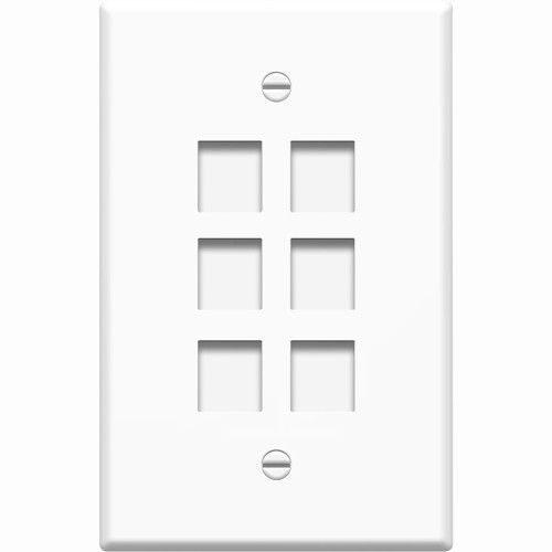 4xem 4XFP06KYWH Faceplates & Mounting Boxes 4xem 6 Port/2 Gang Rj45 Cat5/cat6 Ethernet Wall Plate (white) - 6 X Socket(s) - White (4xfp06kywh) 873791005598
