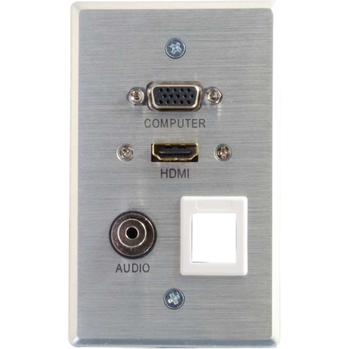C2g 39705 Faceplates & Mounting Boxes Single Gang Hdmi/vga/3.5mm     Accs - Aluminum Wall Plate W/ Keystone (39705) 011411235882