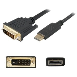 Addon DISPLAYPORT2DVI10F Cables 10ft Displayport 1.2 Male To Dvi-d Dual Link (24+1 Pin) Male Black Cable Which Requires Dp++ For Res 818275658945