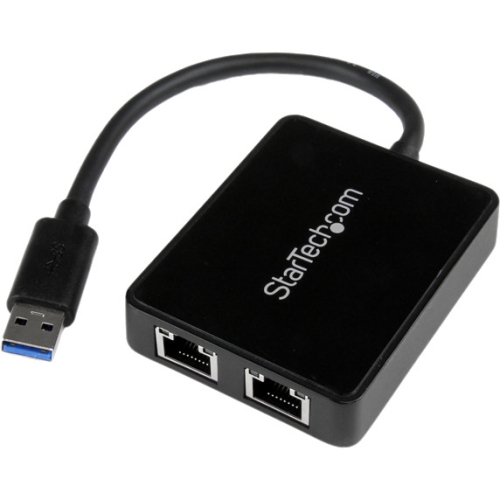 Startech USB32000SPT Network Cards Usb 3.0 To Dual Port Gigabit Ethernet Adapter Nic W/ Usb Pass-through 065030851428