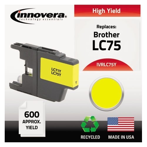 Innovera LC75Y Toners & Ink Cartridges Compatible Remanufactured High-yield Lc75y Ink, 600 Page-yield, Yellow IVRLC75Y 