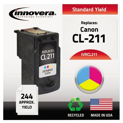 Innovera CL211 Toners & Ink Cartridges Compatible Remanufactured 2976b001 (cl-211) Ink, 244 Page-yield, Tri-color IVRCL211 