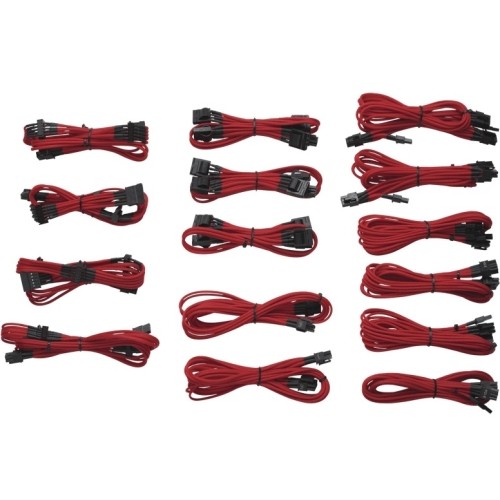 Corsair CP-8920049 Miscellaneous Kits Professional Individually Sleeved Dc Cable Kit, Type 3 (generation 2), Red Cp8920049 843591032049