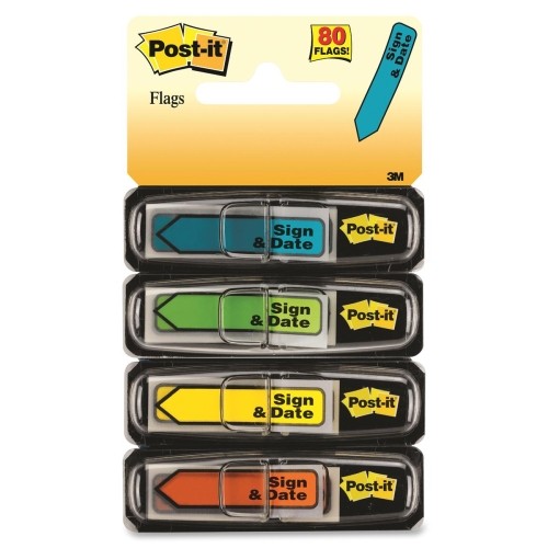 3m 684-SD Post-It Post-it Message Flags "sign And Date", Assorted Colors, 1/2 In. Wide 684sd MMM684SD 051141963570