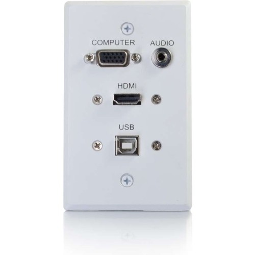 C2g 39706 Faceplates & Mounting Boxes C2g Hdmi, Vga, 3.5mm Audio And Usb Pass Through Single Gang Wall Plate - White - 1-gang - White - 1  757120397069