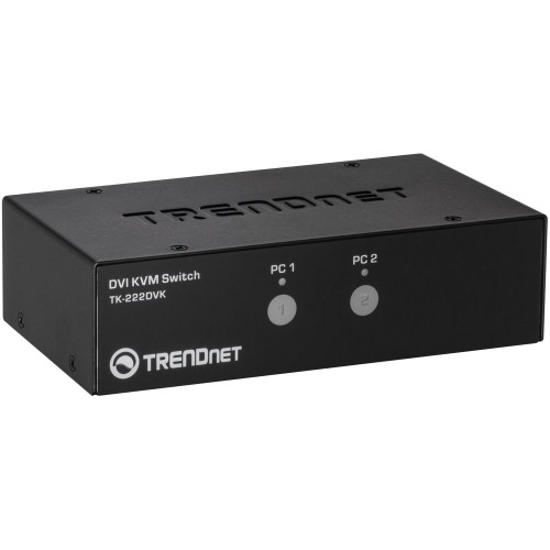 Trendnet TK-222DVK KVM Switchboxes Trendnet 2-port Dvi Kvm Switch With Audio, Manage Two Pc's, Hot-keys, Usb 2.0, Metal Housing, Use Wi Tk222dvk 163121401382
