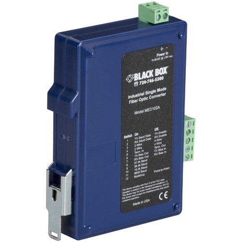 Black Box MED102A Transceivers/Media Converters Black Box Industrial Din Rail Rs-232/rs-422/rs-485 Fiber Driver, Single-mode - New - 1 X Sc Ports -  700604201338