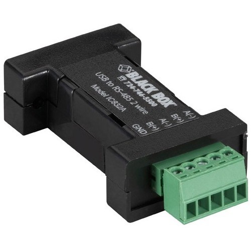 Black Box IC832A Connector Adapters Black Box Db9 Mini Converter (usb To Serial), Usb/rs-485 (2-wire, Terminal Block) - 1 X Type B Usb 2 007540365682