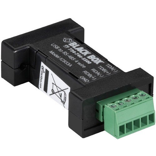 Black Box IC833A Connector Adapters Black Box Db9 Mini Converter (usb To Serial), Usb/rs-485 (4-wire, Terminal Block) - 1 X Type B Usb 2 783555097779
