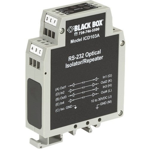 Black Box ICD103A Signal Splitters/Amplifiers Black Box Din Rail Repeater With Opto-isolation, Rs-232 (icd103a) 822088100577