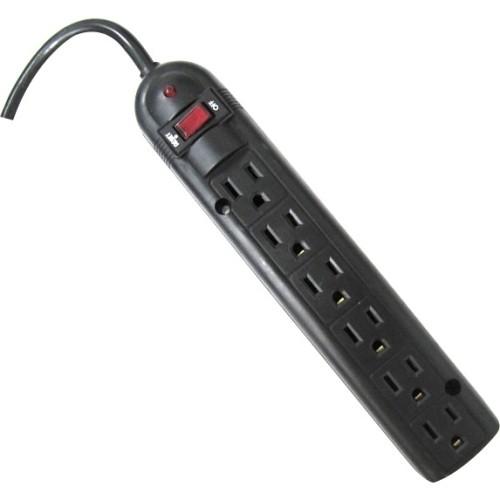 Weltron WSP-600PLF-6BK Surge Protectors Weltron 6 Outlet Black Plastic Surge Protector W/ 6ft Cord - 6 X Ac Power - 1875 Va - 750 J - 125 V  Wsp600plf6bk 818241838678