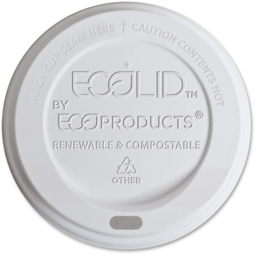 Eco-Products EPECOLIDW Wastebaskets Lids Renewable Ecolid Hot Cup Lids ECOEPECOLIDW 818243503697