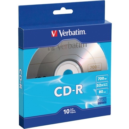 Verbatim 97955 DVD/CD Media Verbatim Cd-r 700mb 52x With Branded Surface - 10pk Bulk Box - 120mm - 1.33 Hour Maximum Recording T 023942979555