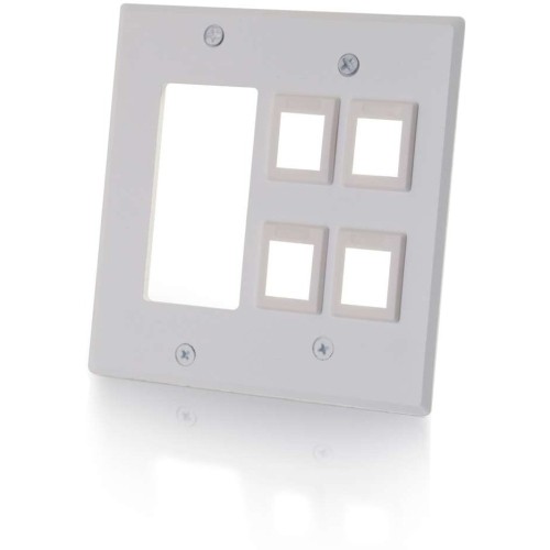 C2g 41341 Faceplates & Mounting Boxes C2g Decorative Style Cutout With Four Keystone Double Gang Wall Plate - White - 2-gang - White - Met 080479405186